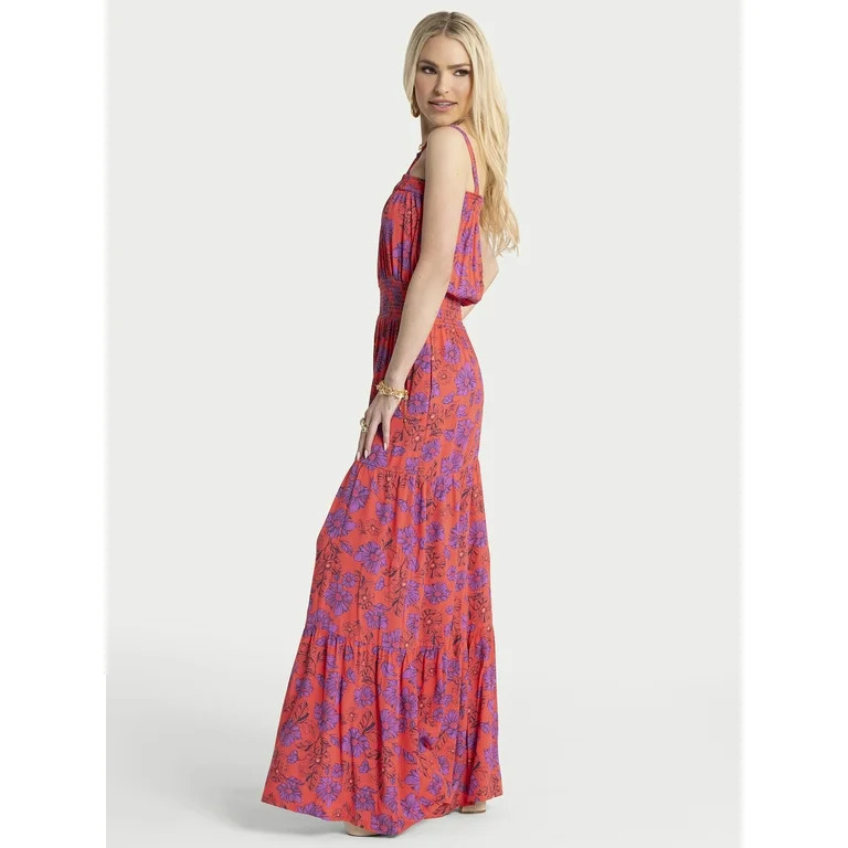 Jessica Simpson Women's Delene Smocked Wide Leg Jumpsuit, 30.5" Inseam, Sizes XS-XL | Walmart (US)