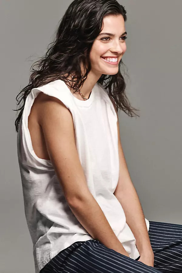 The Vinnie Cotton-Slub Crew-Neck Muscle Tee by Pilcro | Anthropologie (US)