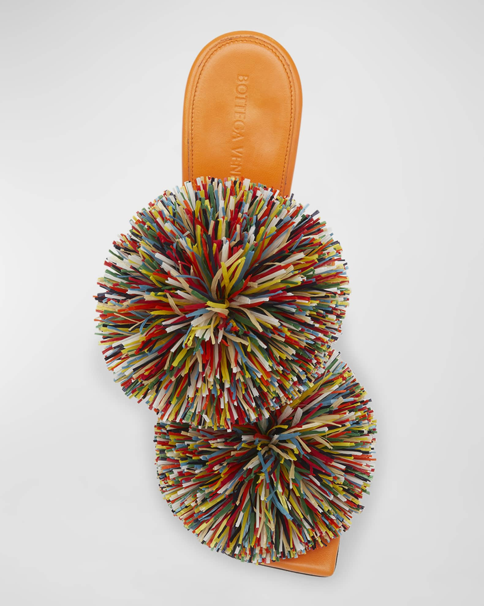 Bottega Veneta Adam Leather Two-Band Pom Sandals | Neiman Marcus