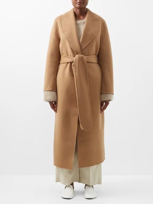 Toteme - Belted Wool-felt Coat - Womens - Camel | Matches (US)