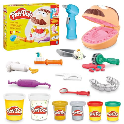 Play-Doh Drill 'n Fill Dentist Toy for Kids 3 Years and Up with Cavity and Metallic Colored Modeling Compound, 10 Tools, 6 Total Cans, 2 Ounces Each, Non-Toxic, Assorted Colors | Amazon (US)