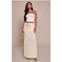 Cream Satin Overlay Chiffon Maxi Skirt | PrettyLittleThing US