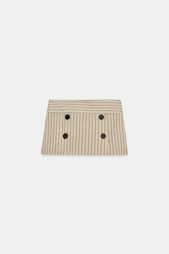 STRIPED BUTTON SKORT | Zara US
