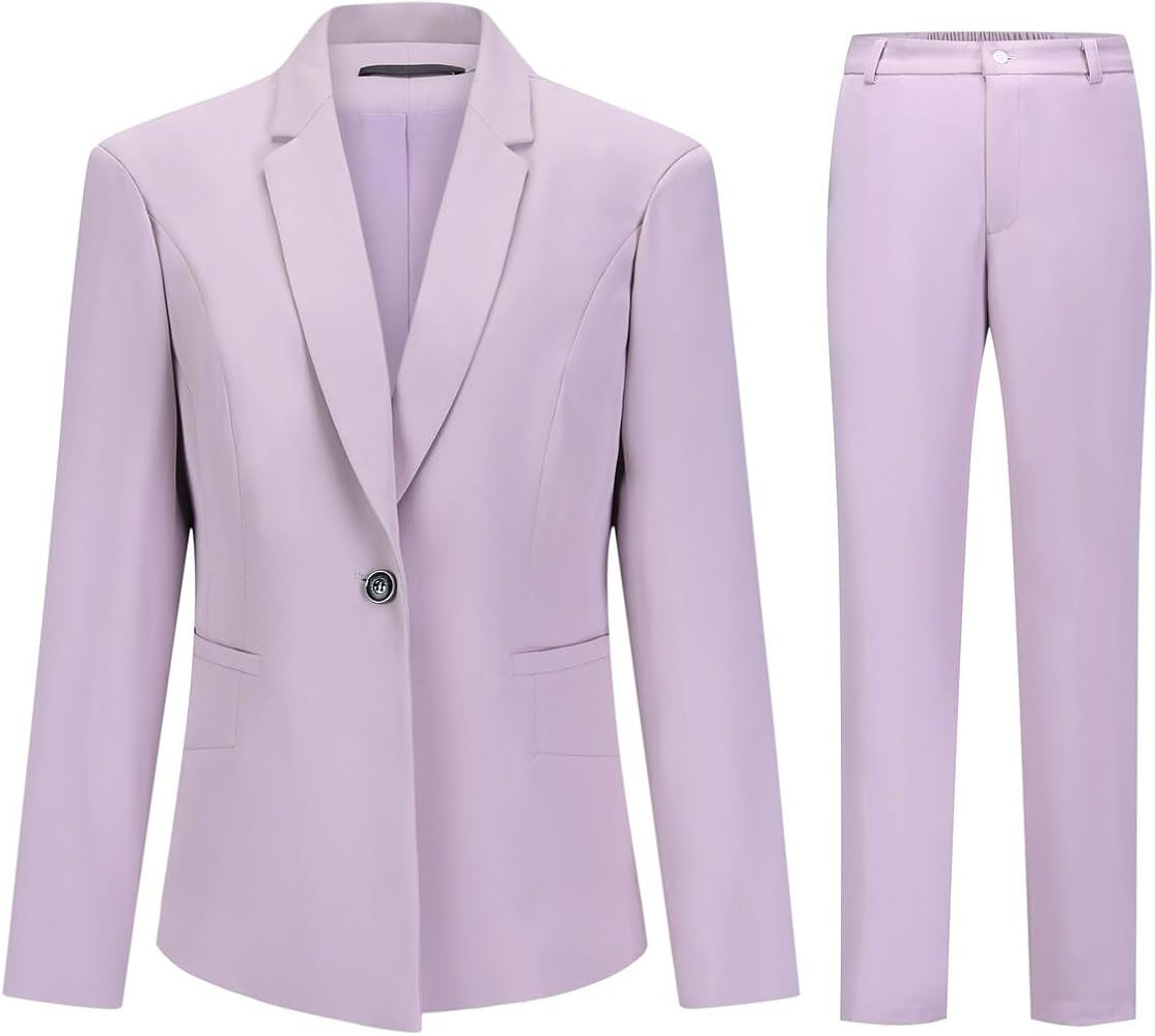 YUNCLOS Women's 2 Piece Office Lady Business Suit Set Slim Fit Blazer Pant | Amazon (US)