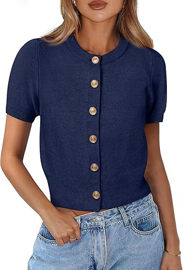 PRETTYGARDEN Womens Casual Summer Short Sleeve Cardigans 2026 Button Down Knitted Sweater Basic C... | Amazon (US)