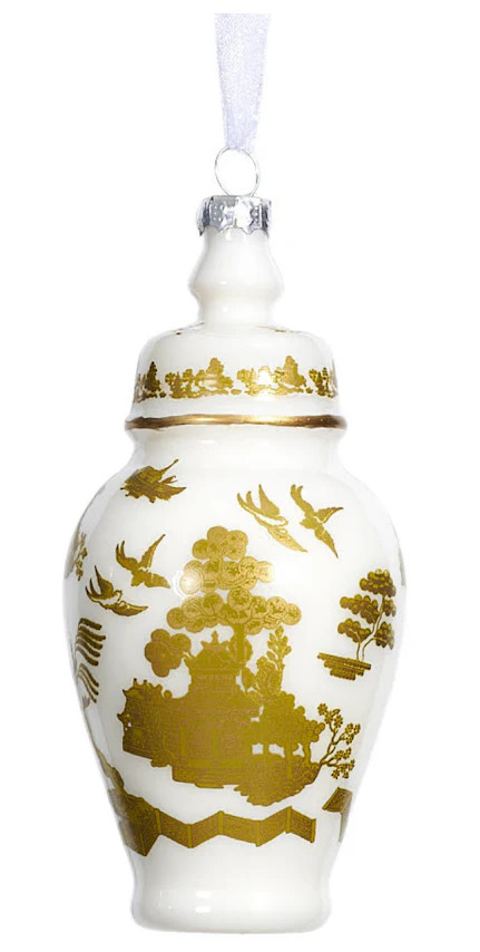 Gold & White Pagoda Scene Jar Ornament | The Enchanted Home