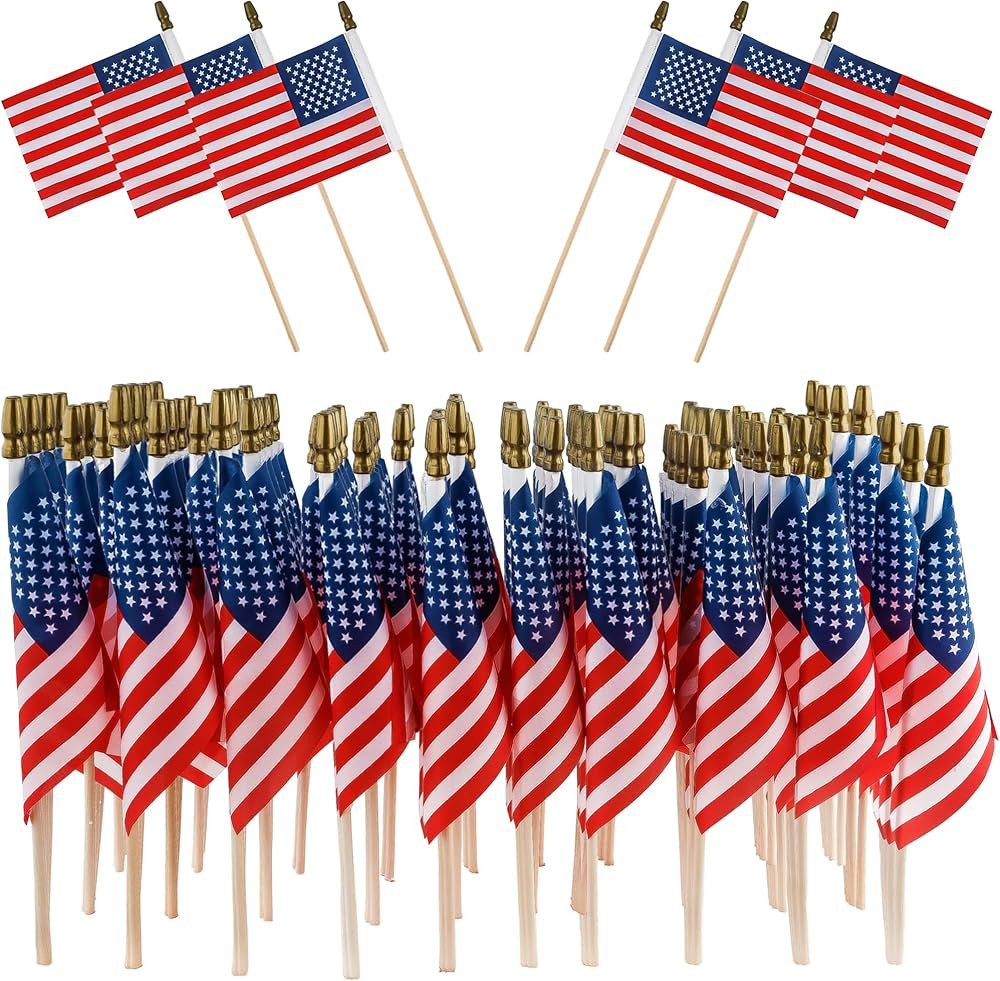 Pack of 100 Mini American Flags - 4x6 Inches American Flag - Small Flags on Sticks - American Fla... | Amazon (US)