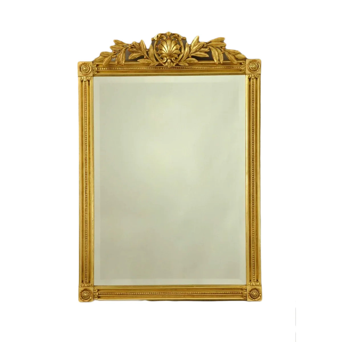 Fluted Rosettes with Crest Mirror | The Well Appointed House, LLC