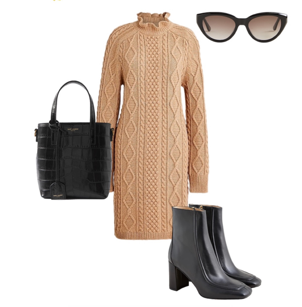 The best fall outfit. Sweater dress with black boots and a black bag.

#LTKunder100 #LTKsalealert #LTKSeasonal
