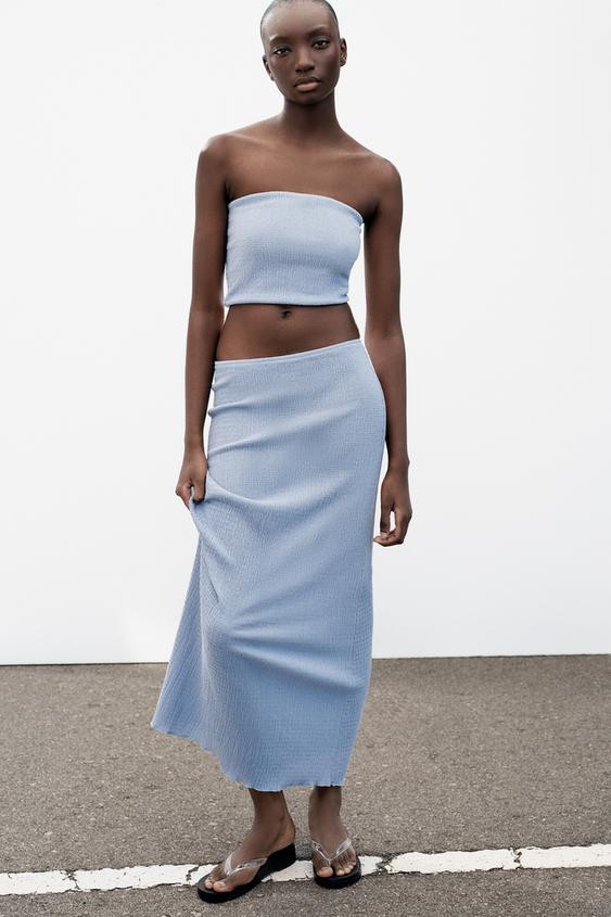 TEXTURED BANDEAU TOP | Zara US