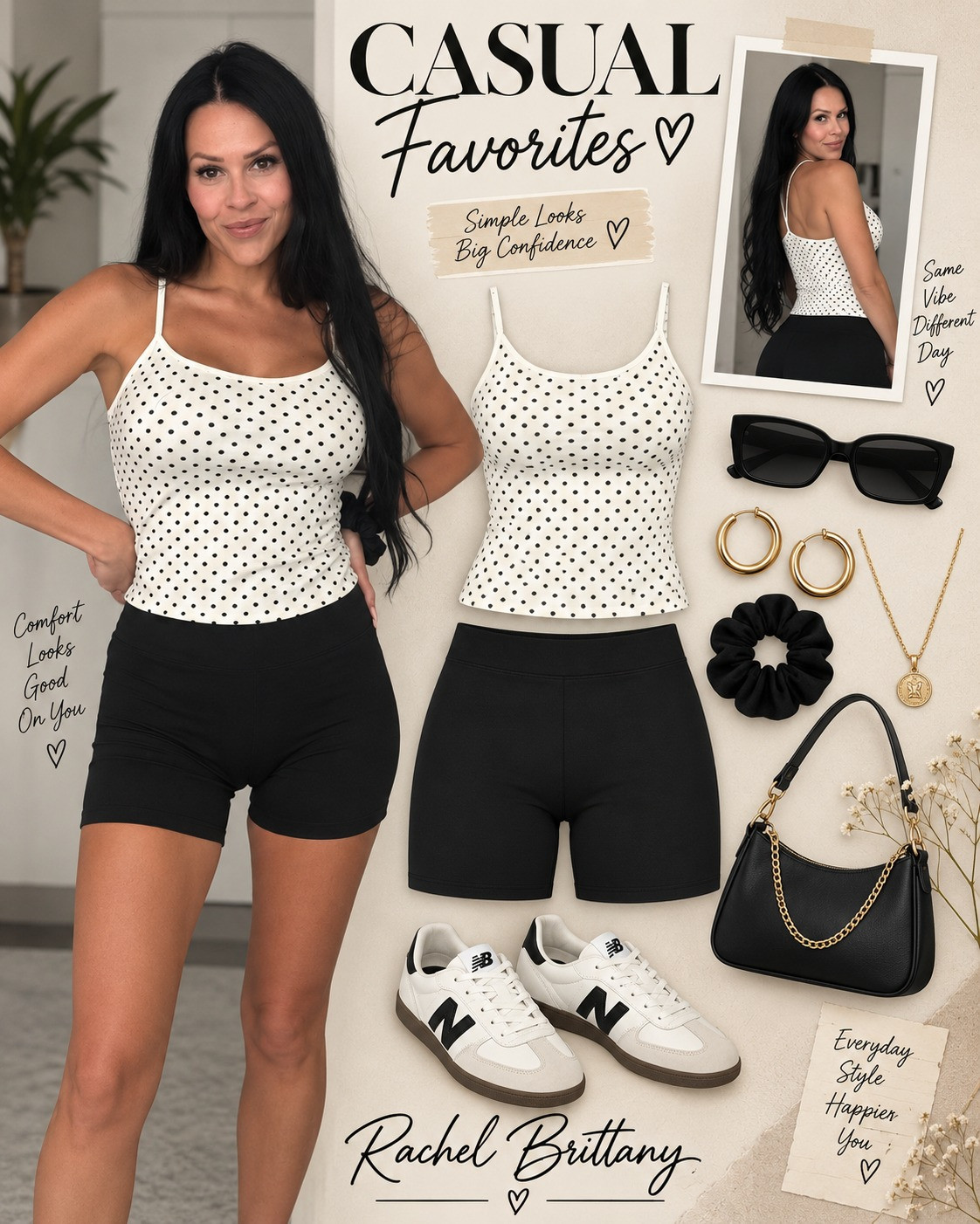 Casual comfort in polka dots and high-waisted shorts. Perfect for a day out. #SimpleLooksBigConfidence
 

 #LTKvlog #LTKU #LTKSaleAlert