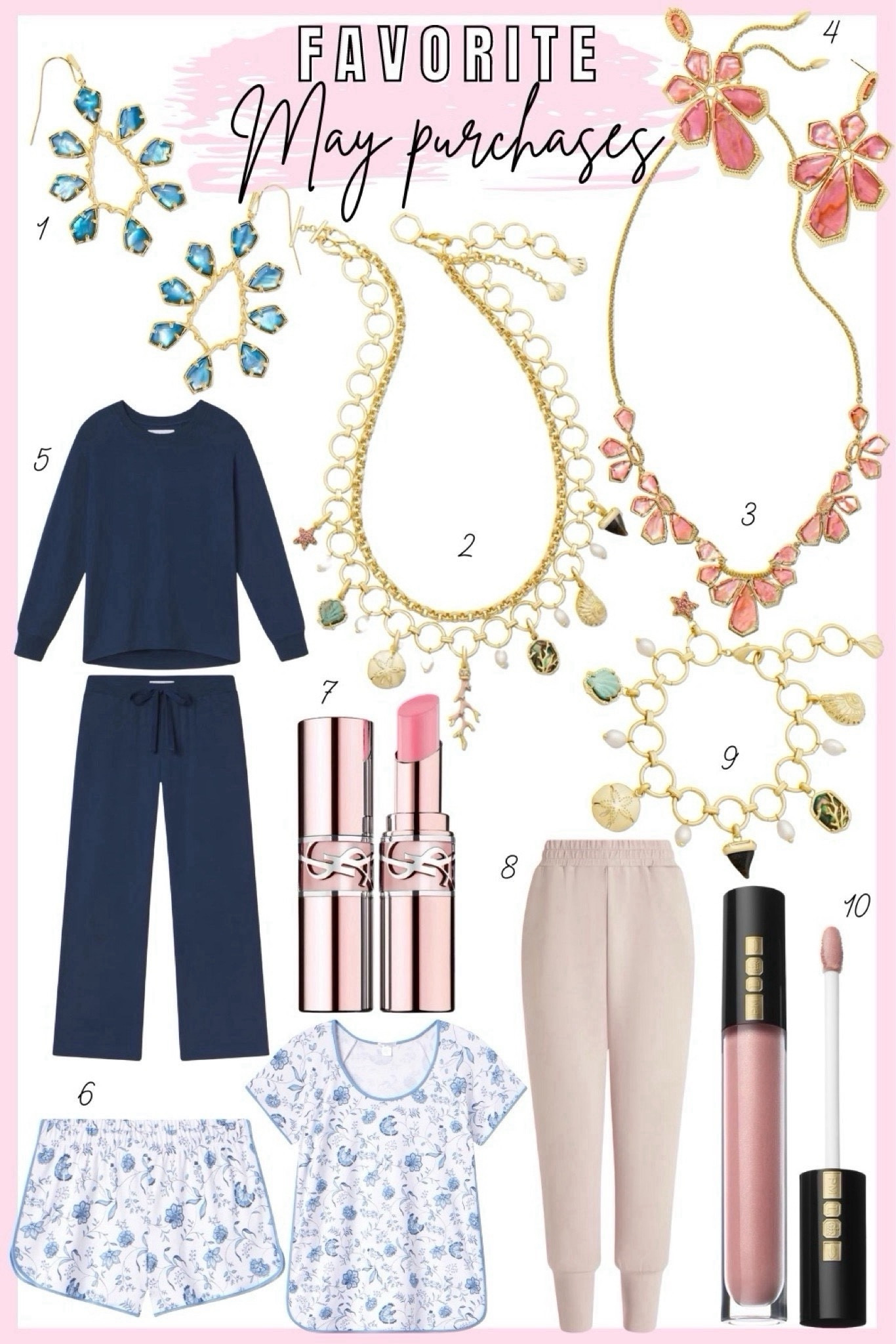 May faves - lake pajamas, Kendra Scott jewelry, lipgloss, varley joggers   



#LTKFindsUnder100 #LTKStyleTip #LTKSeasonal