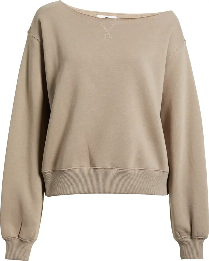 Fleece Detail Off the Shoulder Sweatshirt | Nordstrom