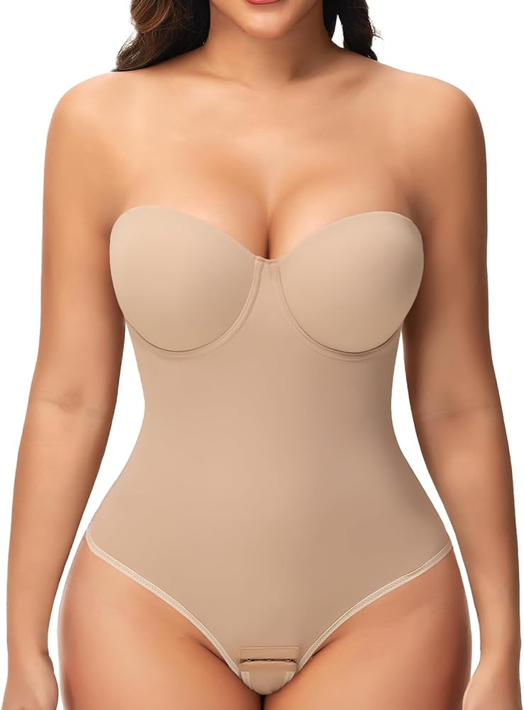 JOYSHAPER Strapless Shapewear Bodysuit for Women Tummy Control Low Back Body Shaper Thong Body Su... | Amazon (US)