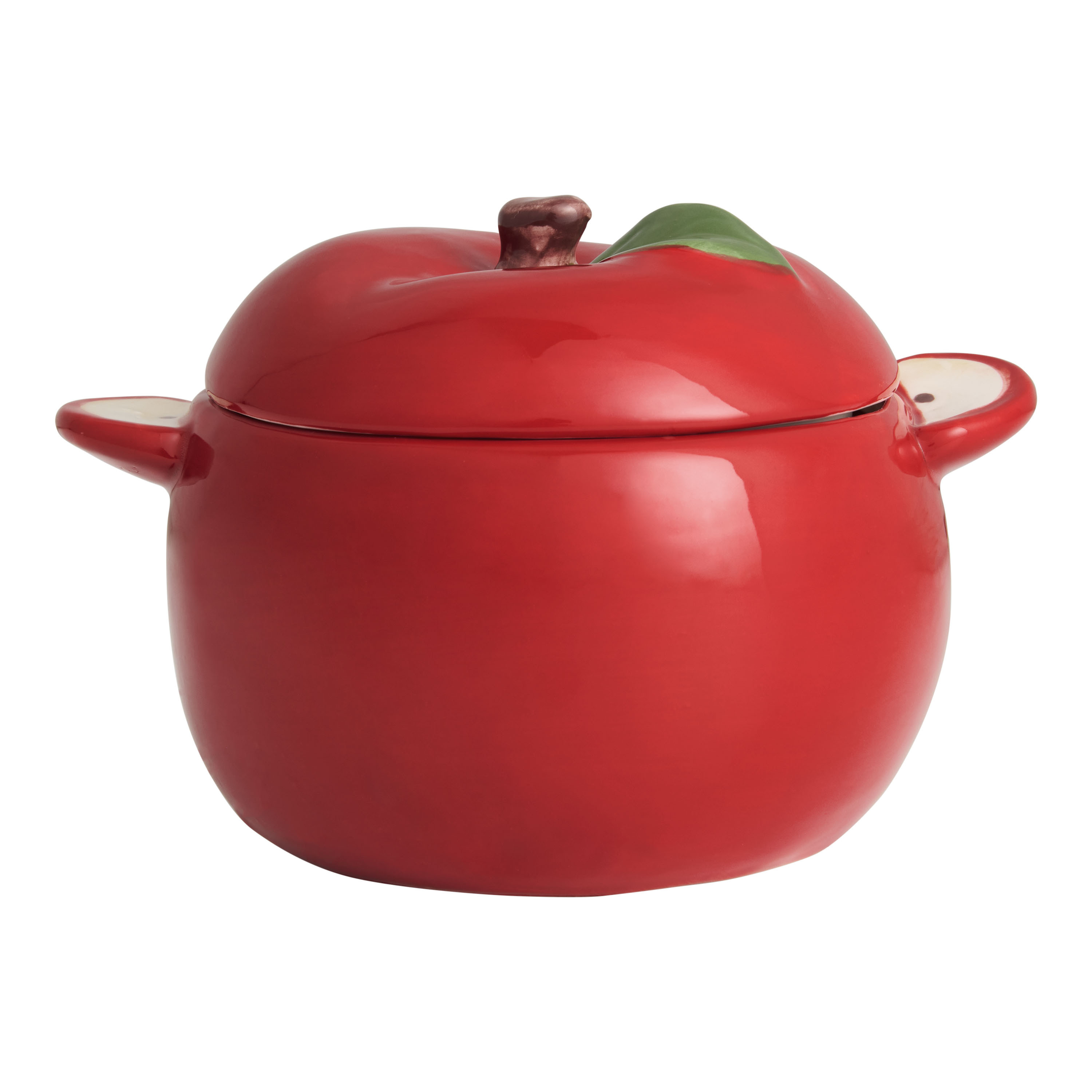 Red Ceramic Apple Figural Ramekin with Lid - World Market | World Market