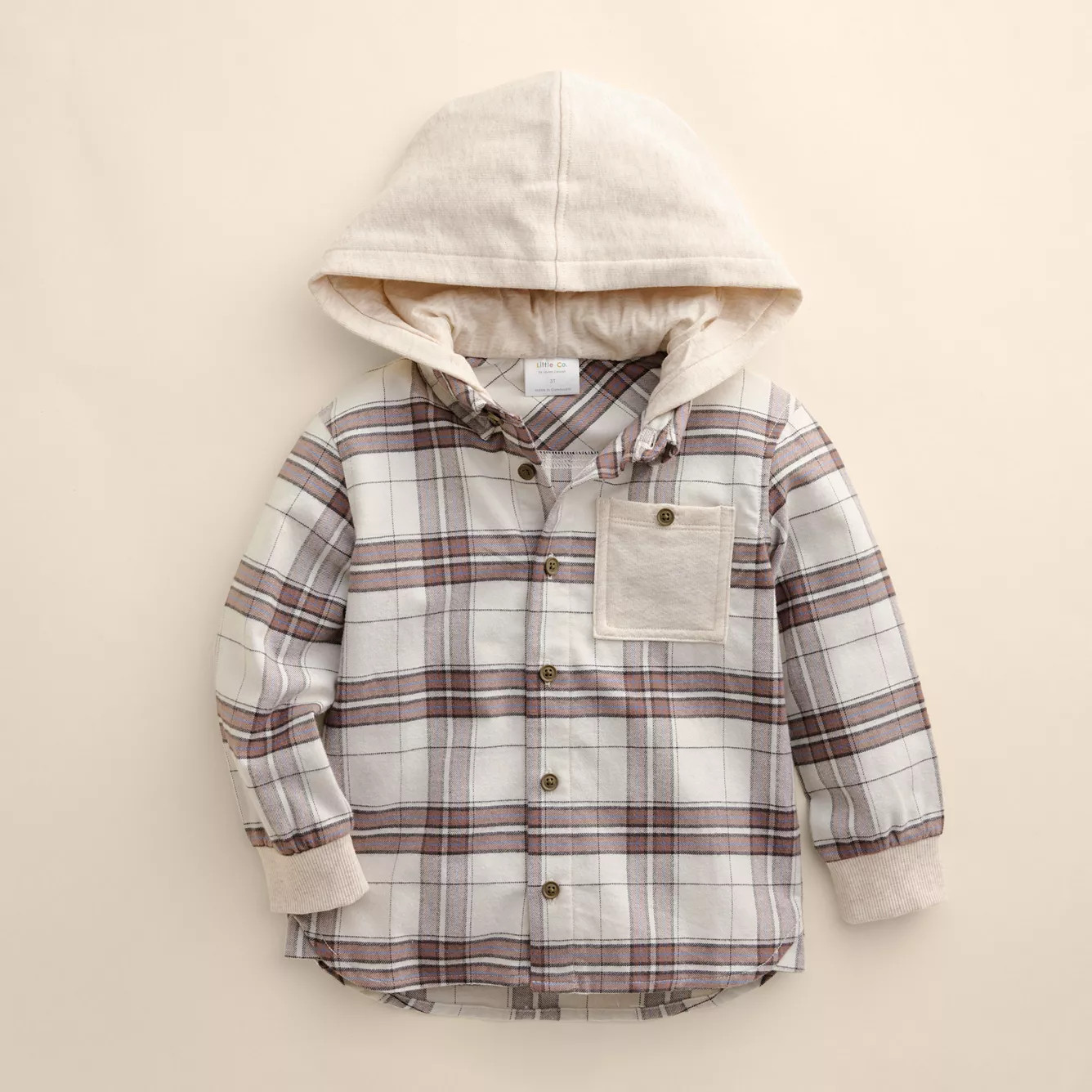 Kids 4-12 Little Co. by Lauren Conrad Organic Flannel Hooded Overshirt | Kohl's