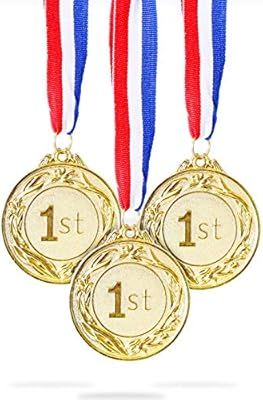 Juvale 6-Pack Gold 1st Place Award Medal Set - Metal Olympic Style for Sports, Competitions, Spel... | Amazon (US)