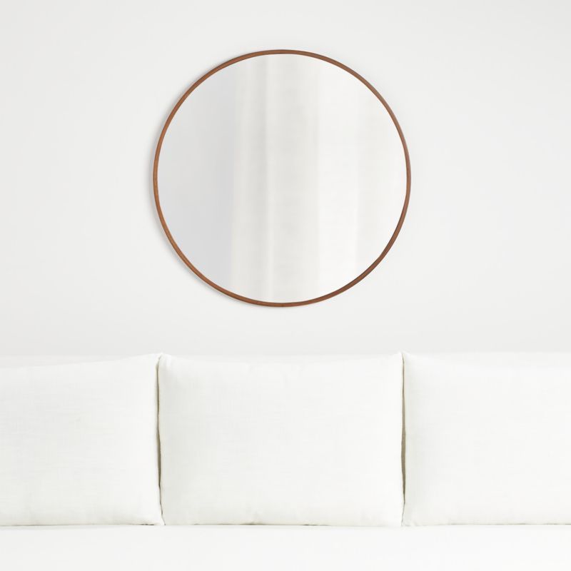 Edge Walnut Round Wall Mirror + Reviews | Crate and Barrel | Crate & Barrel