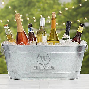 Laurel Wreath Personalized Galvanized Beverage Tub | Personalization Mall