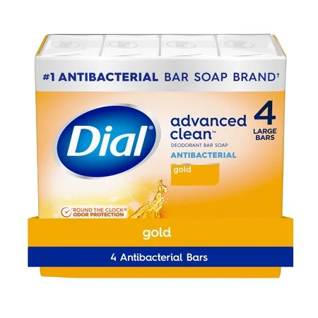 Dial Gold Antibacterial Deodorant Bar Soap, Advanced Clean Deep Cleanse Bar, 4 oz, 4 Bars | Walmart (US)
