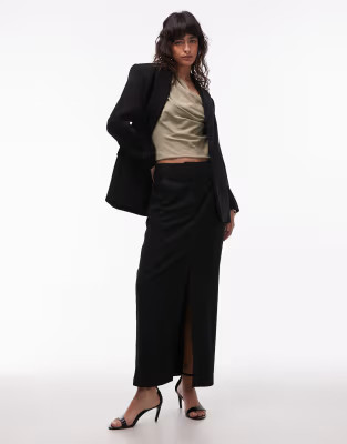 ASOS DESIGN tailored pencil midi skirt in black co ord | ASOS (Global)