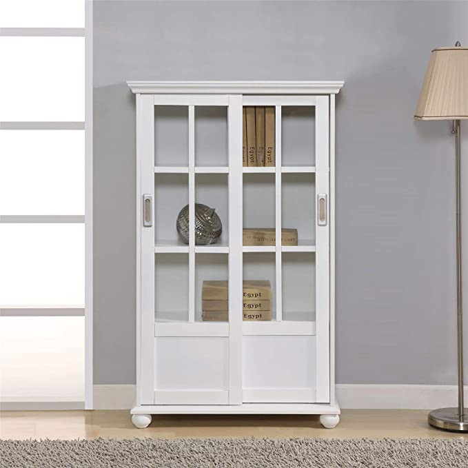 Ameriwood Home Aaron Lane Bookcase with Sliding Glass Doors, White | Amazon (US)