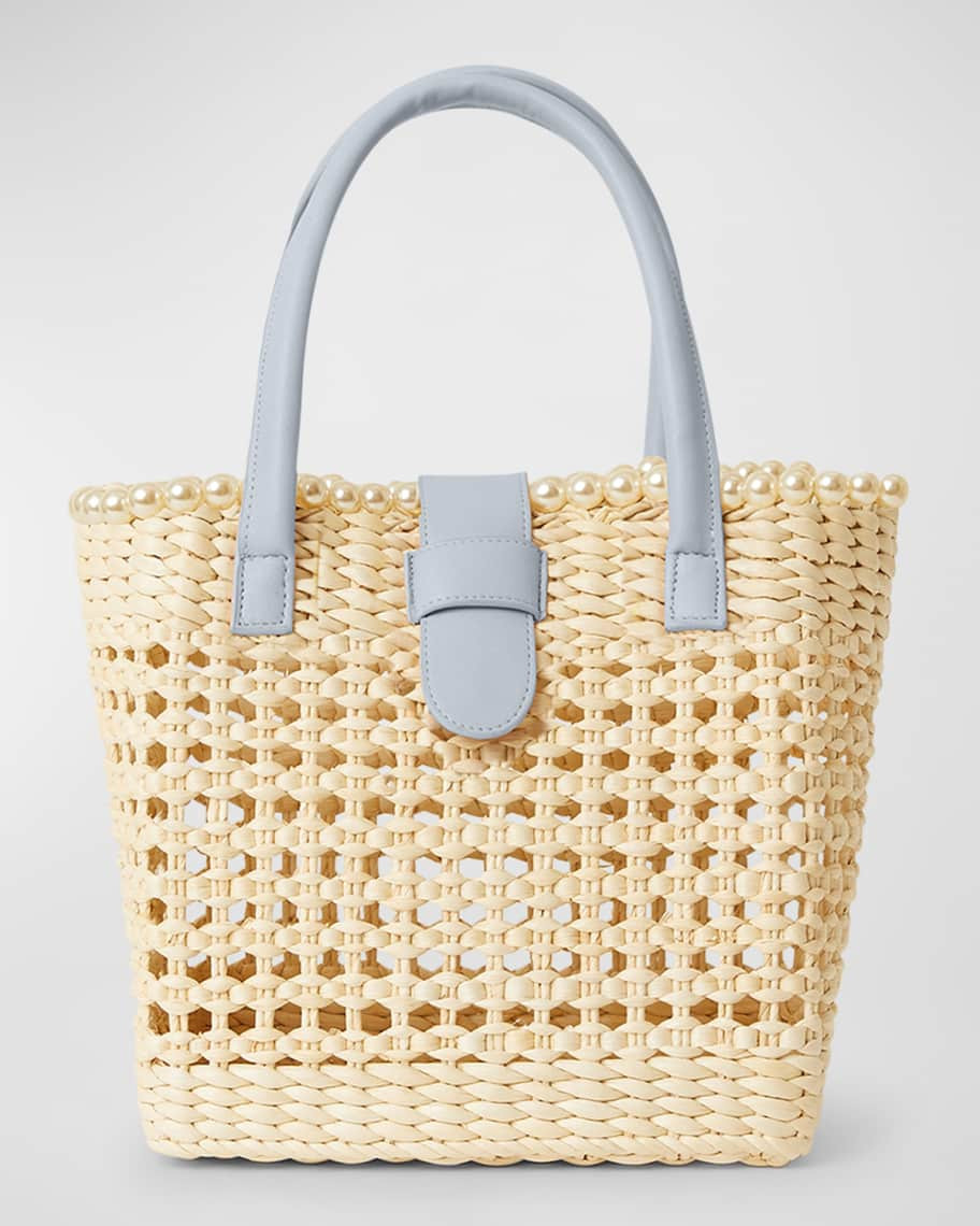 BTB Los Angeles Capri Mini Cutout Straw Tote Bag | Neiman Marcus