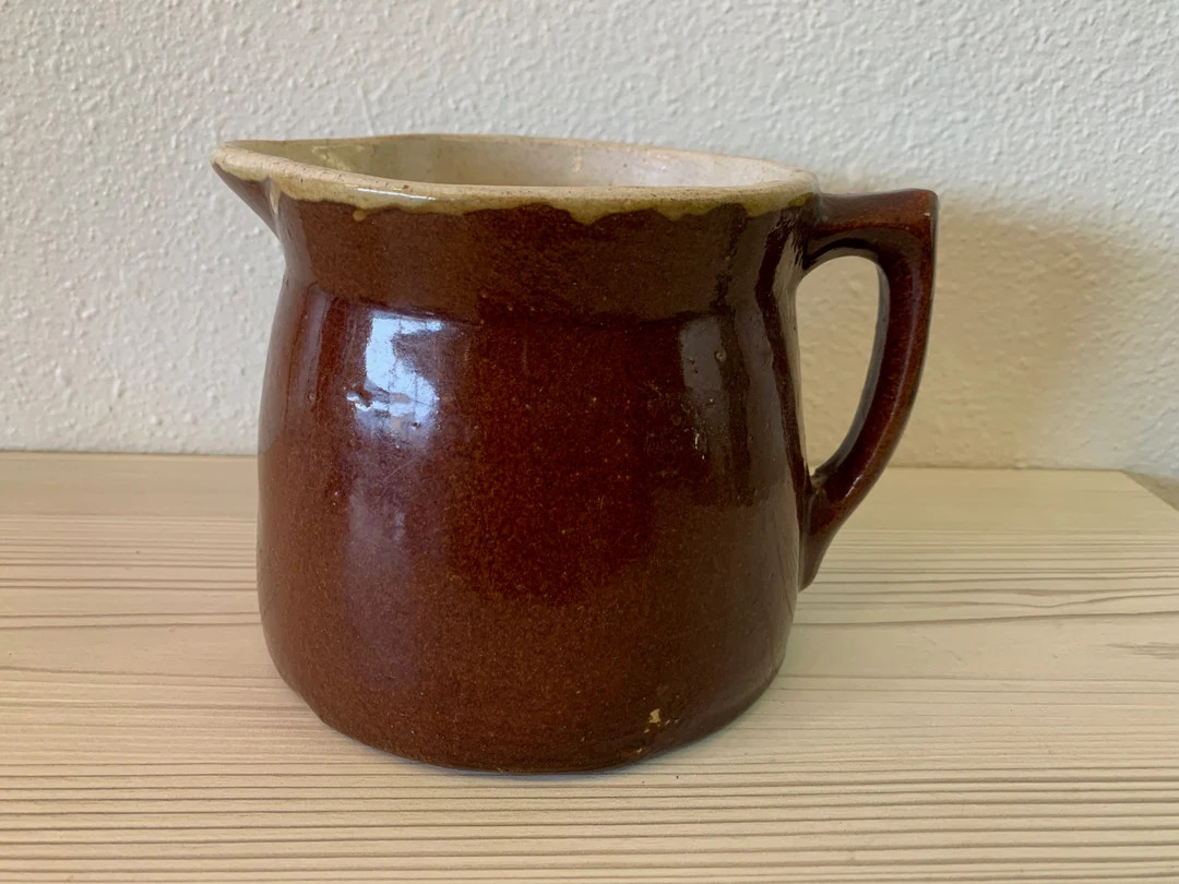 Antique Brown Stoneware Pitcher | Etsy (US)