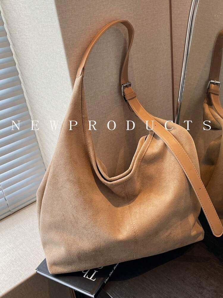 FEISTURE 1pc Suede Large Capacity Underarm Bag Women Sling Crossbody Bag (With Small Pouch), Suitable For Girls, Ladies, College Students, Professionals, Great For Work, Business, Commute, School, Newest Fashionable Suede Bag For Women, Perfectly Matching With Fall Outfits Womenfall Clothes For Women | SHEIN
