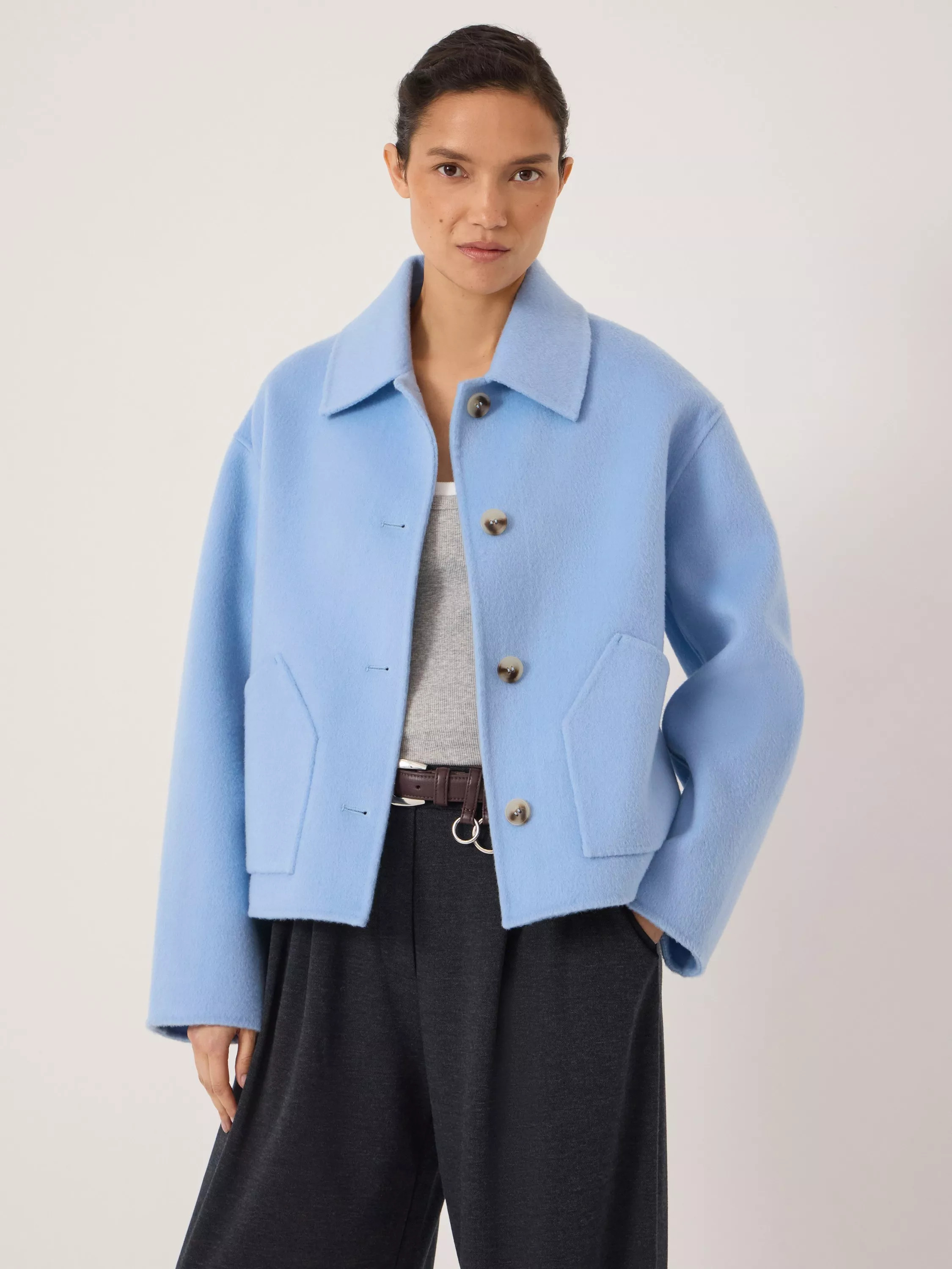 HUSH Pure Wool Jacket, Sky Blue | John Lewis (UK)