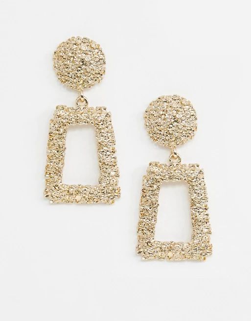 ASOS DESIGN earrings in square shape in gold | ASOS US