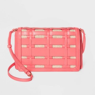 Basket Weave Woven Crossbody Bag - A New Day™ Coral | Target