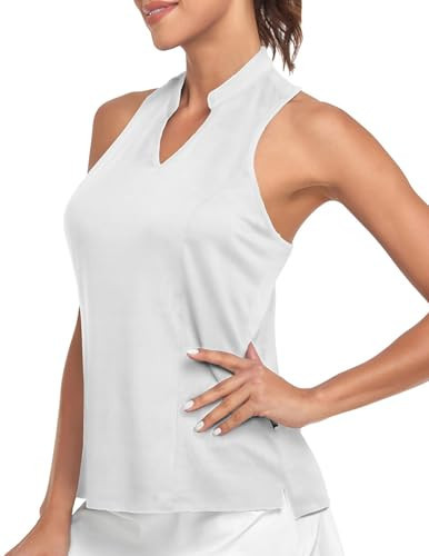 Women's White Sleeveless Golf Shirts Racerback Golf Polo Tennis Tank Tops Plus Szie | Amazon (US)