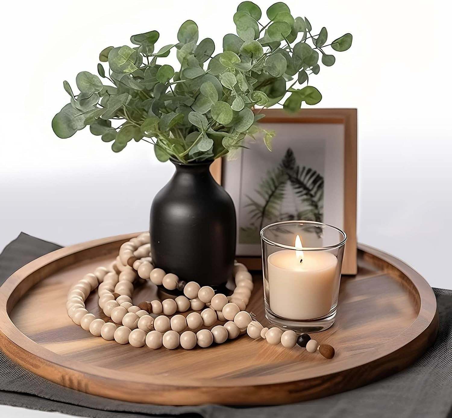 Round Wood Tray Made of Acacia Wood,Decorative Tray for Kitchen Dining Room Table，Wood Tray for Home Decor,Coffee Table Tray for Coffee Table and Home Decor | Amazon (US)