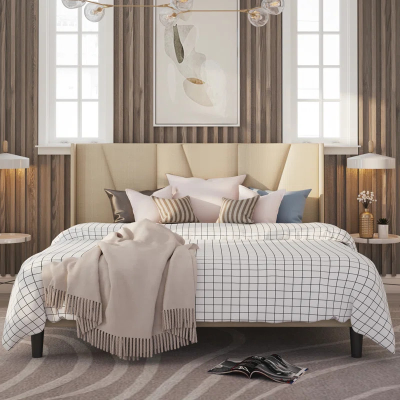 Heid Upholstered Platform Bed with Wingback Headboard | Wayfair North America