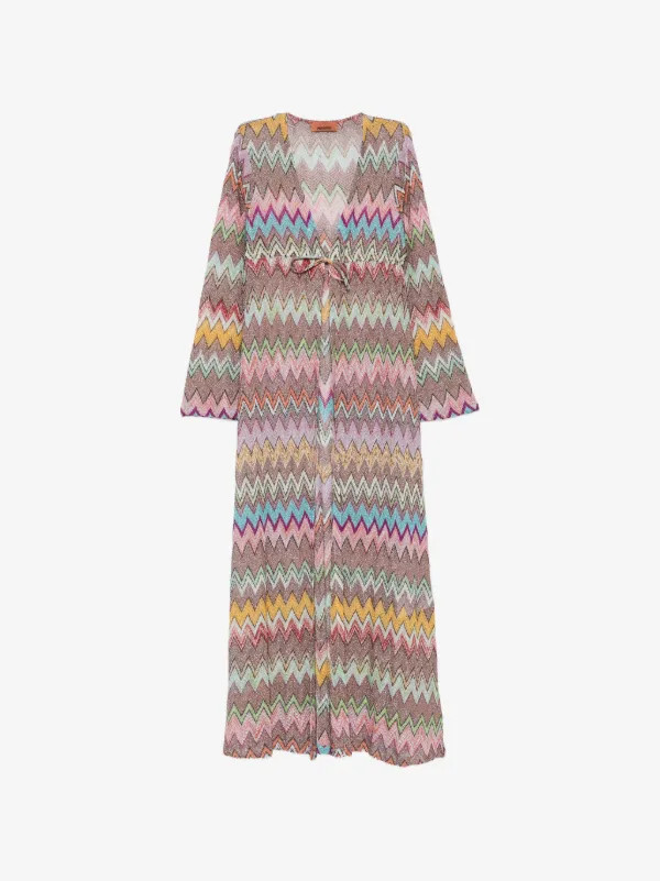 long cardigan in lam\u00e9 viscose with macro zigzag pattern | Farfetch Global