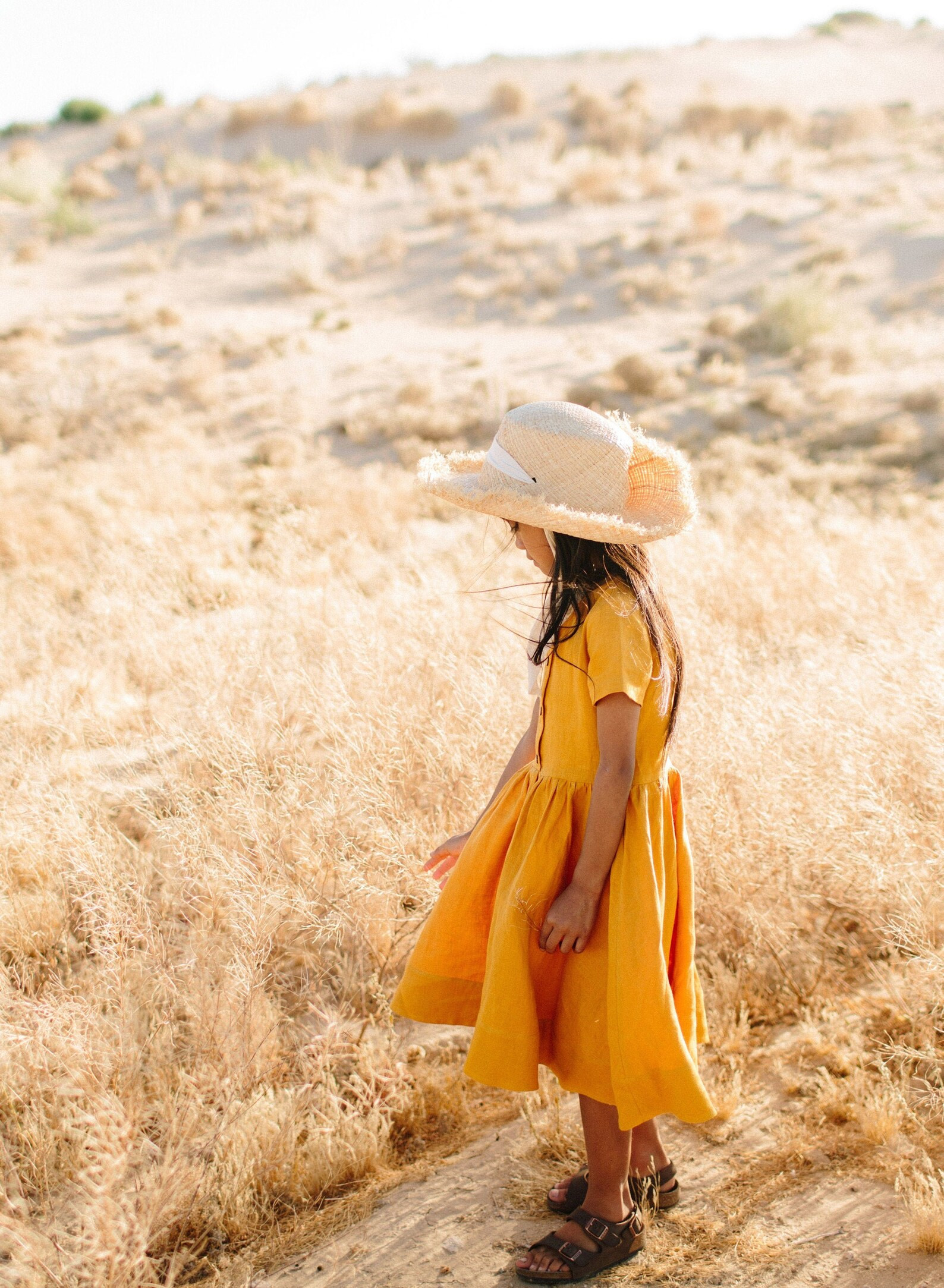 Linen Dress Girl, Mustard Linen Dress, Twirl Dress, Simmer Dress, Classic Girl Dress, Flower Girl... | Etsy (US)
