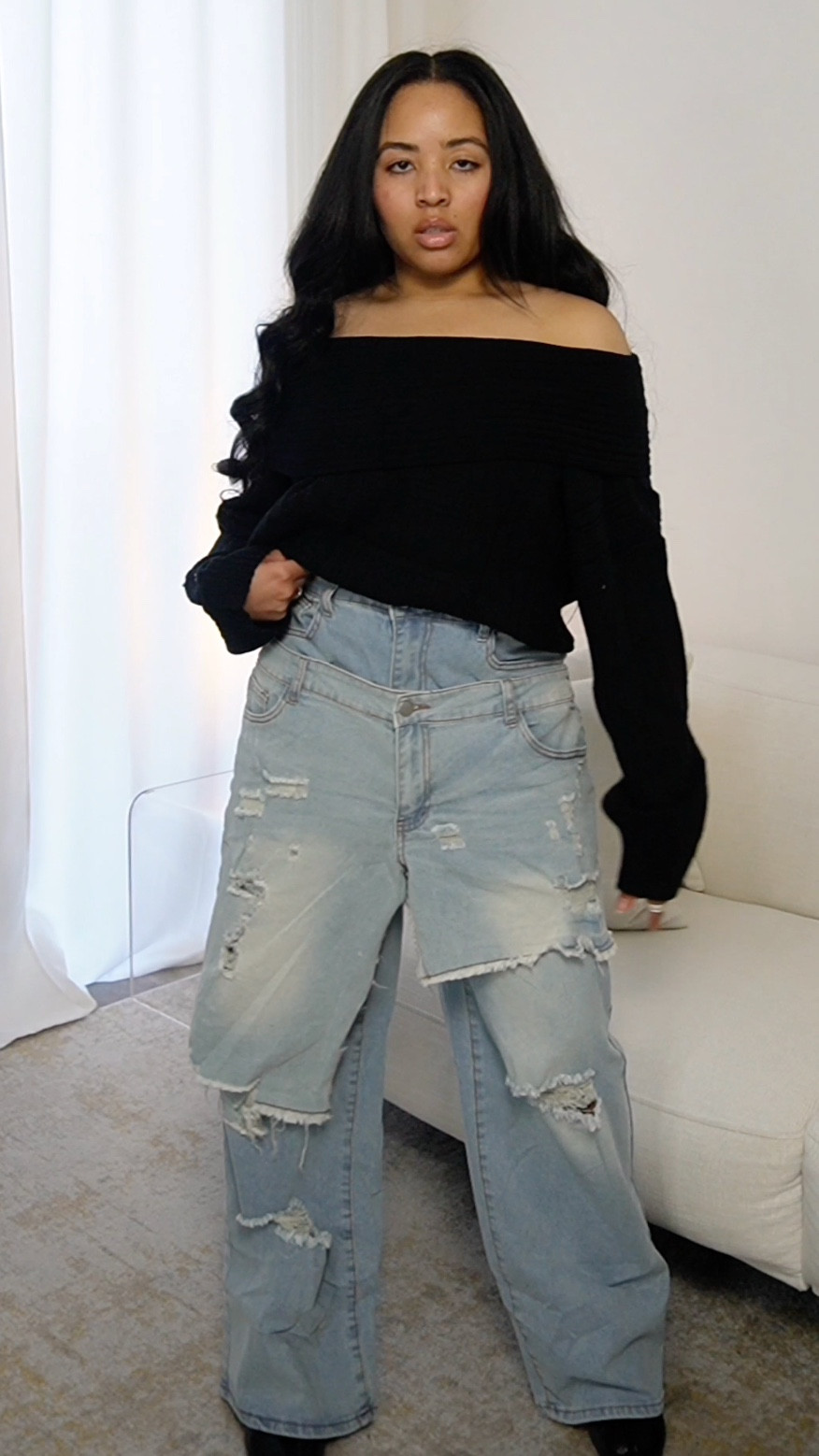 obsessed with these double demim jeans from amazon 🔥 these jeans are so unique and cool and i definitely want them in every color ! these jeans make a statement and will easily elevate any outfit 🤍 | #amazonfashion #amazonfashionfinds #denimjeans #amazonclothes #chynahj 