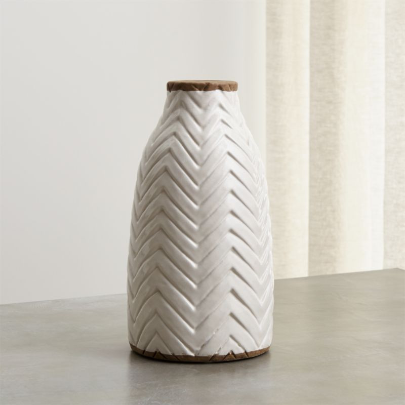 Adra White Chevron Vase + Reviews | Crate and Barrel | Crate & Barrel
