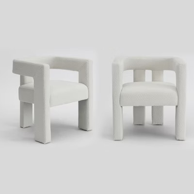 KINWELL 24" Wide Boucle Upholstered Armchair (Set of 2) - Beige | Target