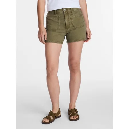 Time and Tru Women's High Rise Patch Pocket Denim Short, 4" Inseam, Sizes 0-20 | Walmart (US)
