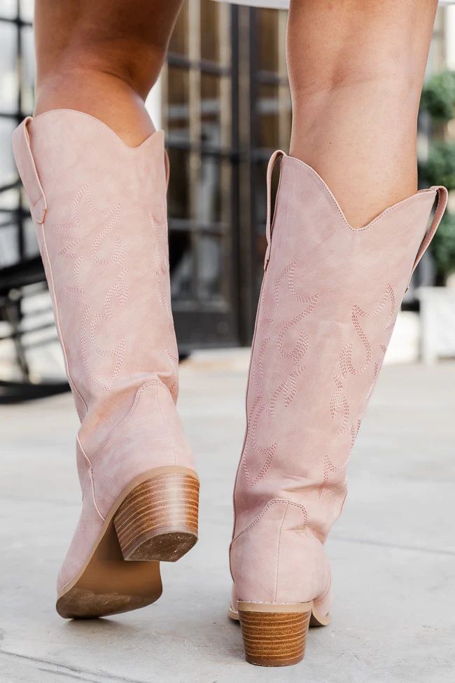 Charlotte Pink Leather Cowboy Boots | Pink Lily