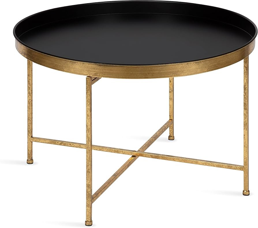 Kate and Laurel Celia Modern Round Coffee Table, 28 x 28 x 19, Black and Gold, Coffee Table for L... | Amazon (US)