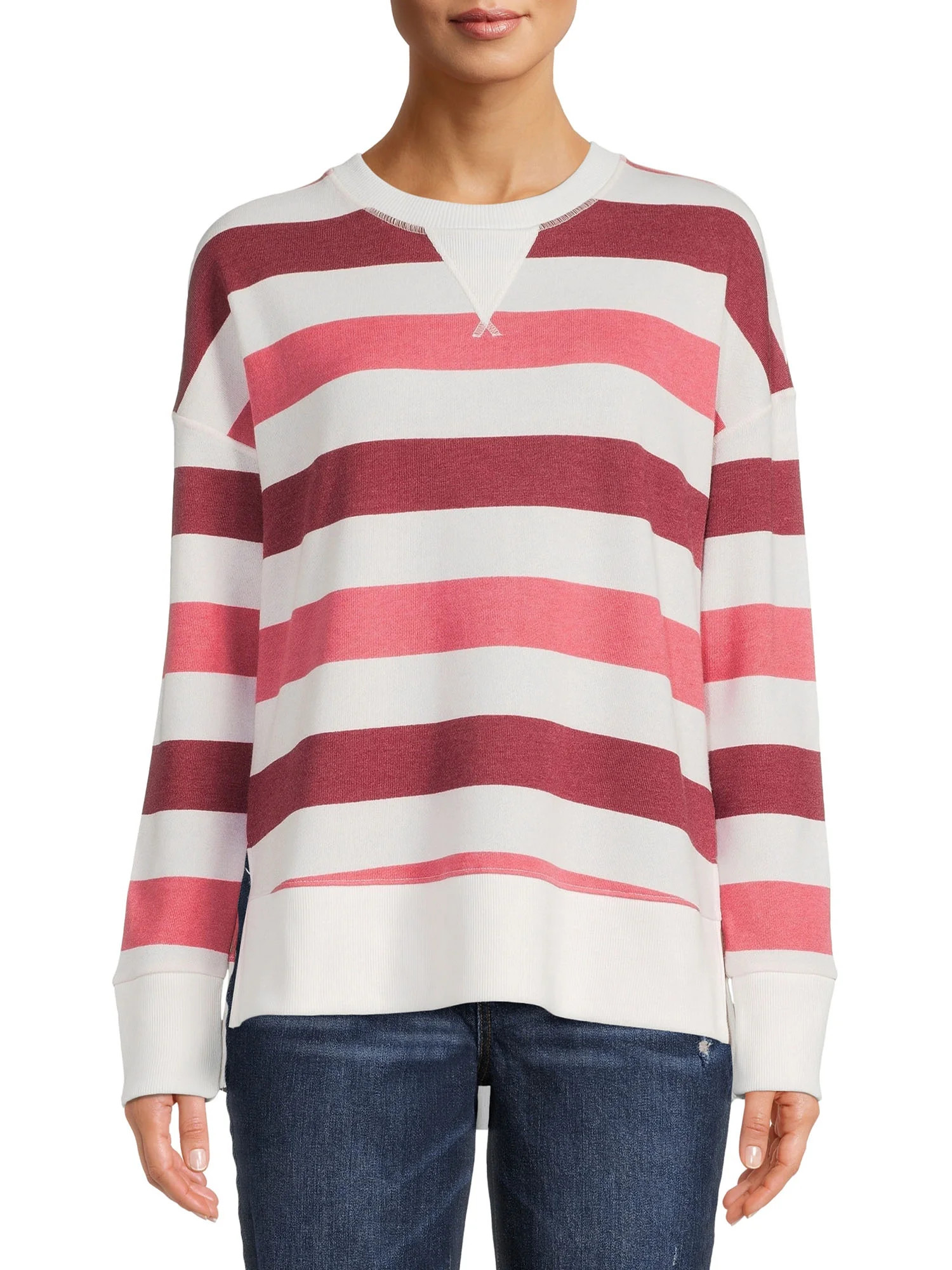 Time and Tru Women's Print Sweatshirt with Long Sleeves - Walmart.com | Walmart (US)