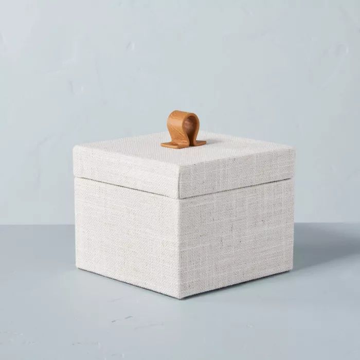 Fabric Storage Box with Faux Leather Accent Cream - Hearth & Hand™ with Magnolia | Target