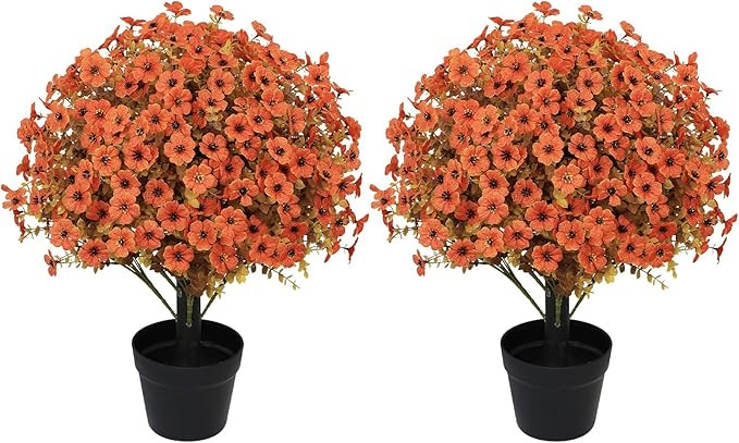24" Artificial Fall Potted Plants Outdoor, Faux Mums Flowers 2 Pcs | Amazon (US)