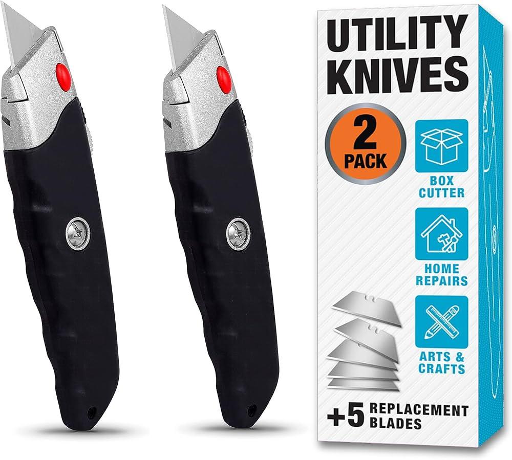 Internet's Best Premium Utility Knife | Box Cutter | Set of 2 | Retractable blade | Rubber Handle... | Amazon (US)