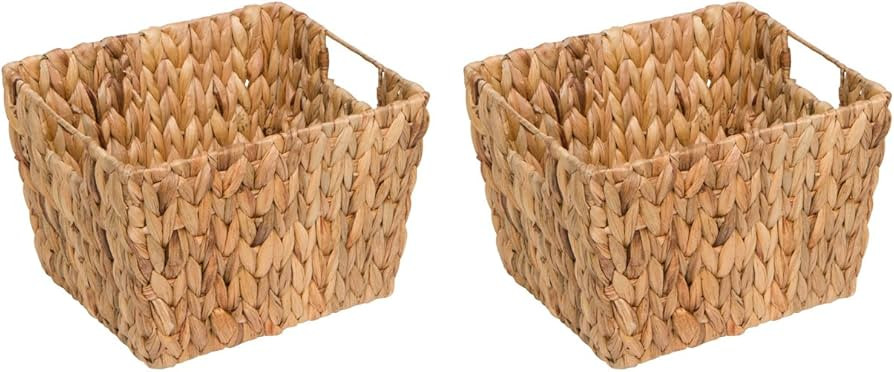 11.5" Hyacinth Storage Basket with Handles, Rectangular, by Trademark Innovations (Set of 2) | Amazon (US)