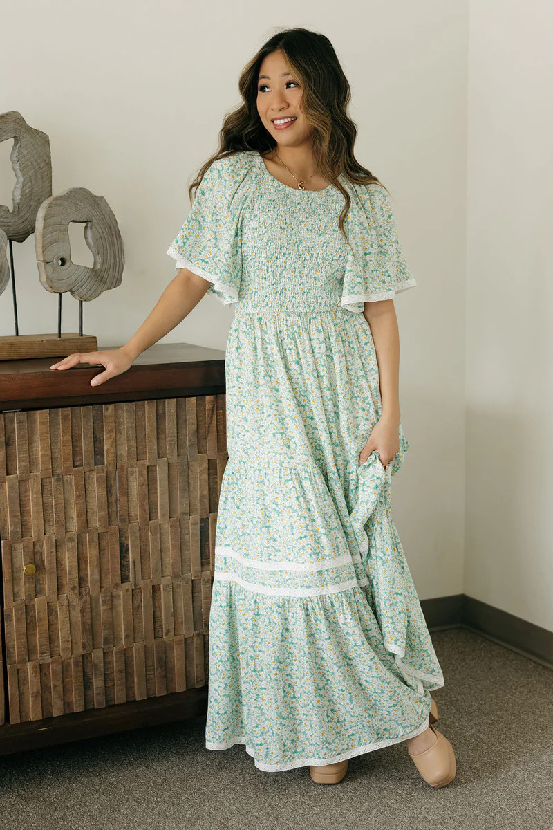 Shelbie Dress-Green Floral | Love Olive Co