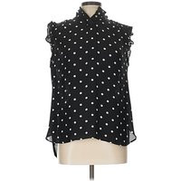 Ann Taylor LOFT Sleeveless Blouse: Black Polka Dots Pattern Tops - Size Large | ThredUp (US)
